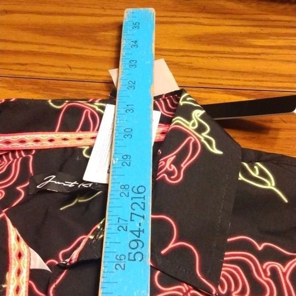 NWT Men's Just Attitude Neon Roses Short Sleeve Button Down Shirt - Picture 8 of 13